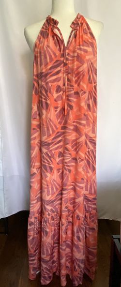 NWT Nine West Tiered Peasant Dress (L) White Floral Maxi Ruffle Trapeze Patio 