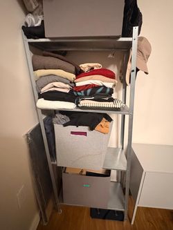 grey metal storage shelving unit Moving Sale