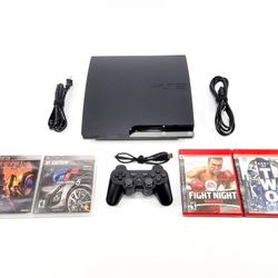 Sony PlayStation 3 Slim PS3 120GB Black Console CECH-2001A Controller & Games