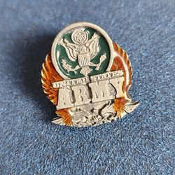 United States Army Silver Enamel Pin 