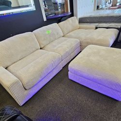 Brand New Sectional Beige Corduroy $849,FLOOR MODEL 