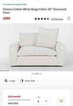 Oversized White Chair, Comfortable 