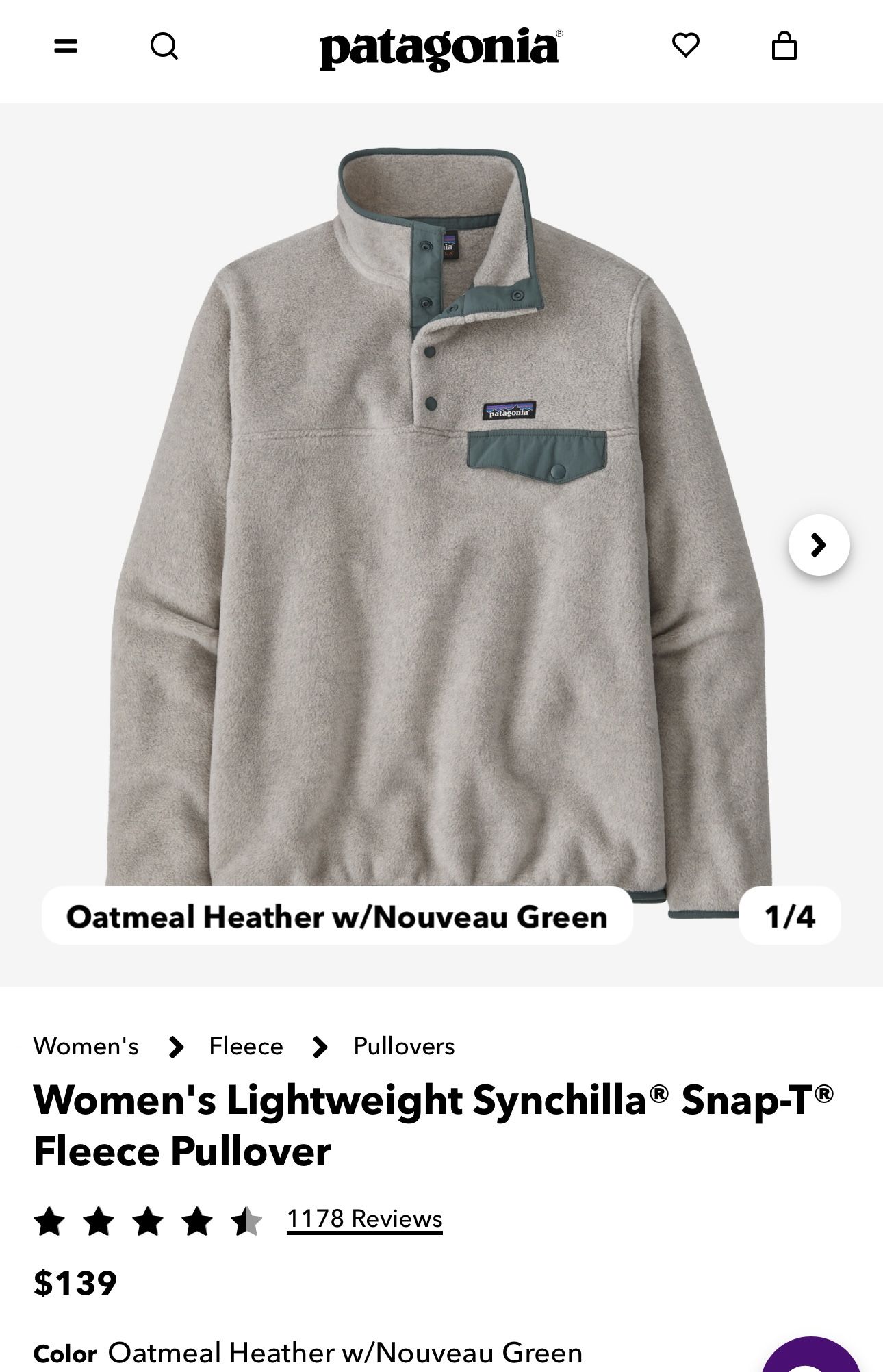 Patagonia Women’s Lightweight Synchilla Snap-T Fleece Pullover