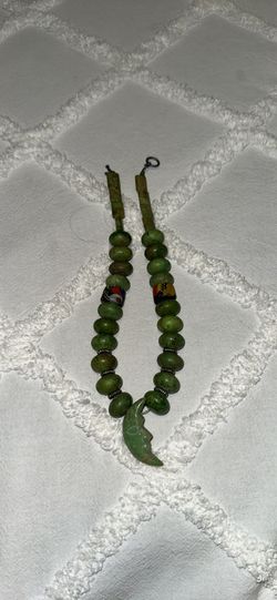 Jade green moon necklace