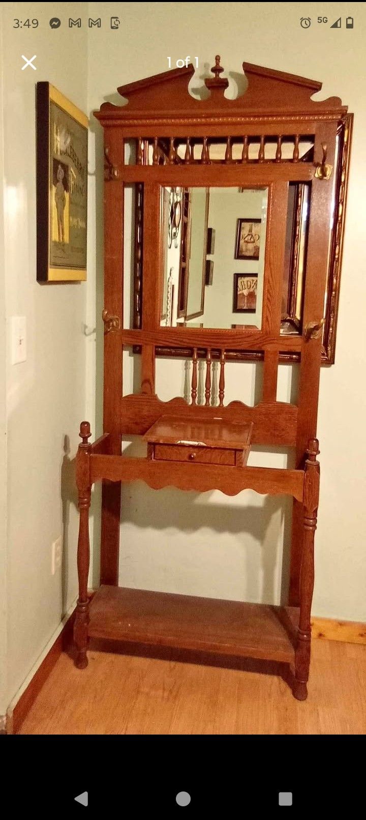 Solid Oak Handmade Coat Rack 