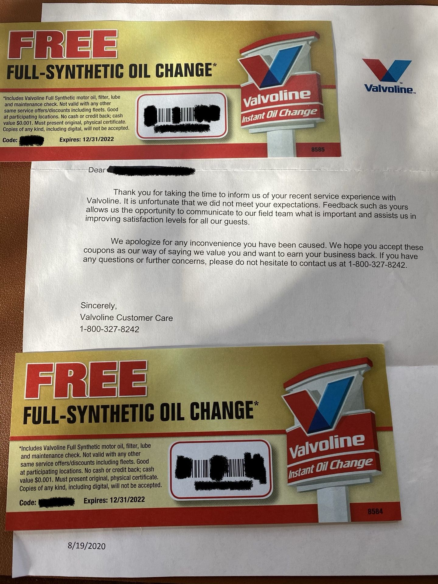 2 - FREE- Full Synthetic Oil Changes