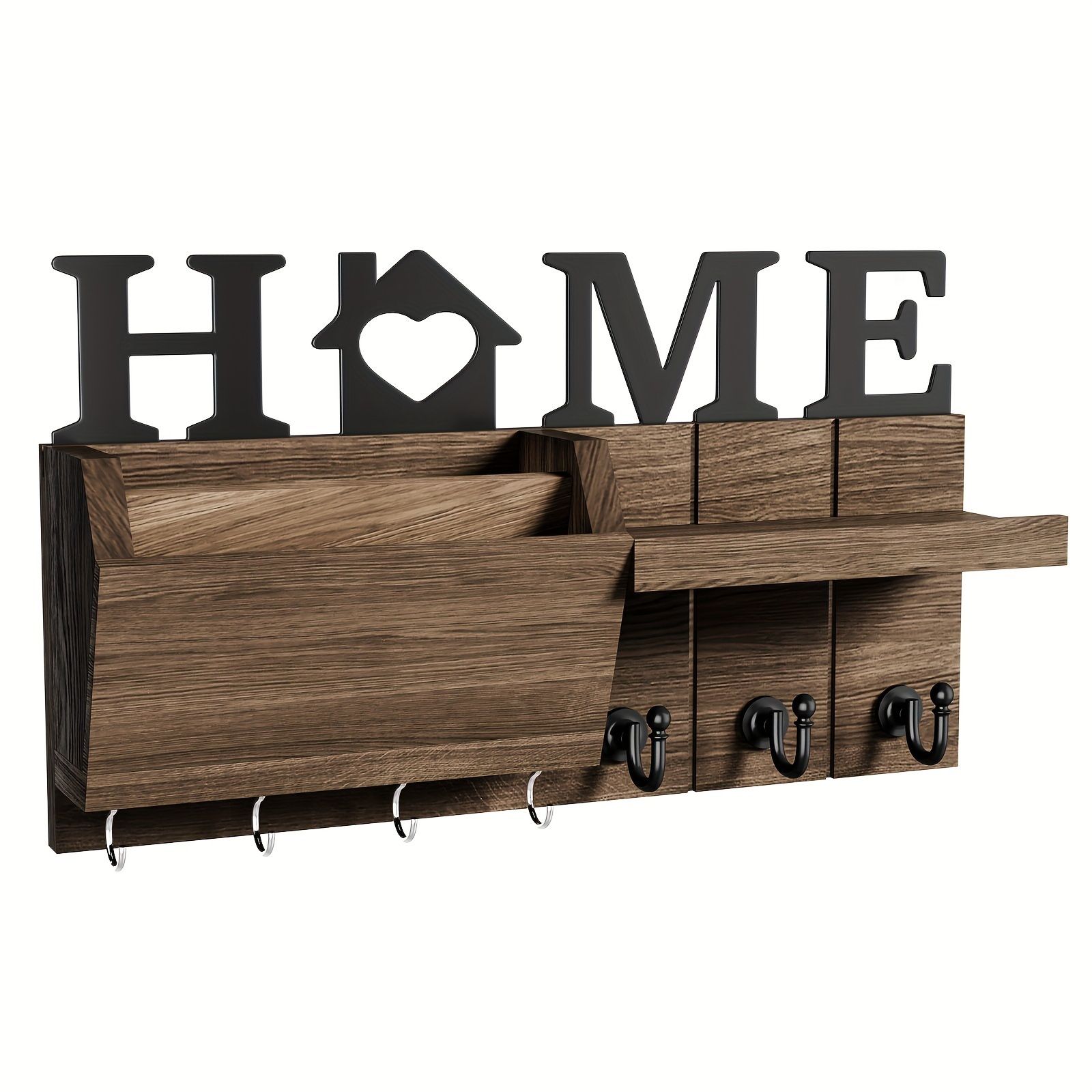 Rustic Brown Home Wall Organizer 13 inches