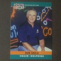 1990 Pro Set Don Shula Miami Dolphins #185 Coach Football Card Collectible Vintage Sports NFL Trading Professional 