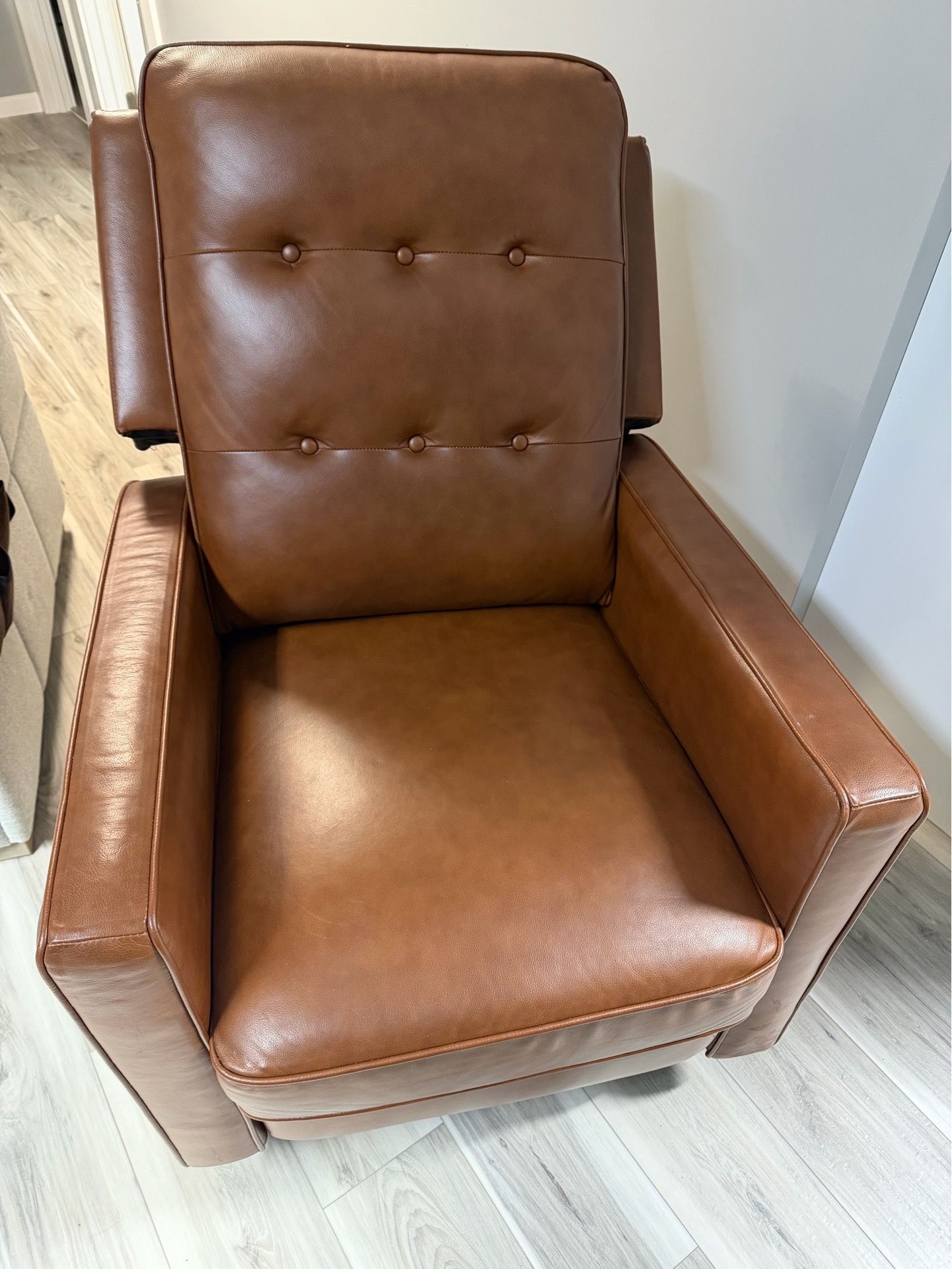 Leather recliner.