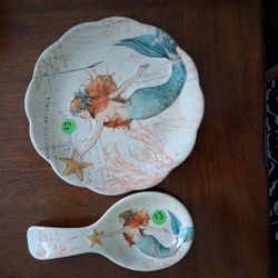 Mermaid Spoon Rest and Plate