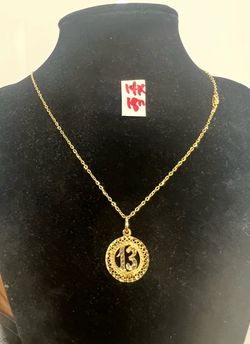 14K Solid Gold Chain and Pendant For Wedding 18 Inches Long