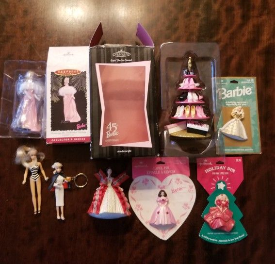 Hallmark Barbie Christmas Ornaments Pins Clip Figure $35