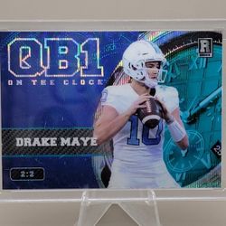 202e Wild Card- QB1 Drake Maye Aqua Blue Wave 2/2 Rc Sp