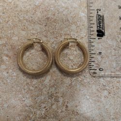 Pair Of 14k Yellow Gold Hoop Earrings 