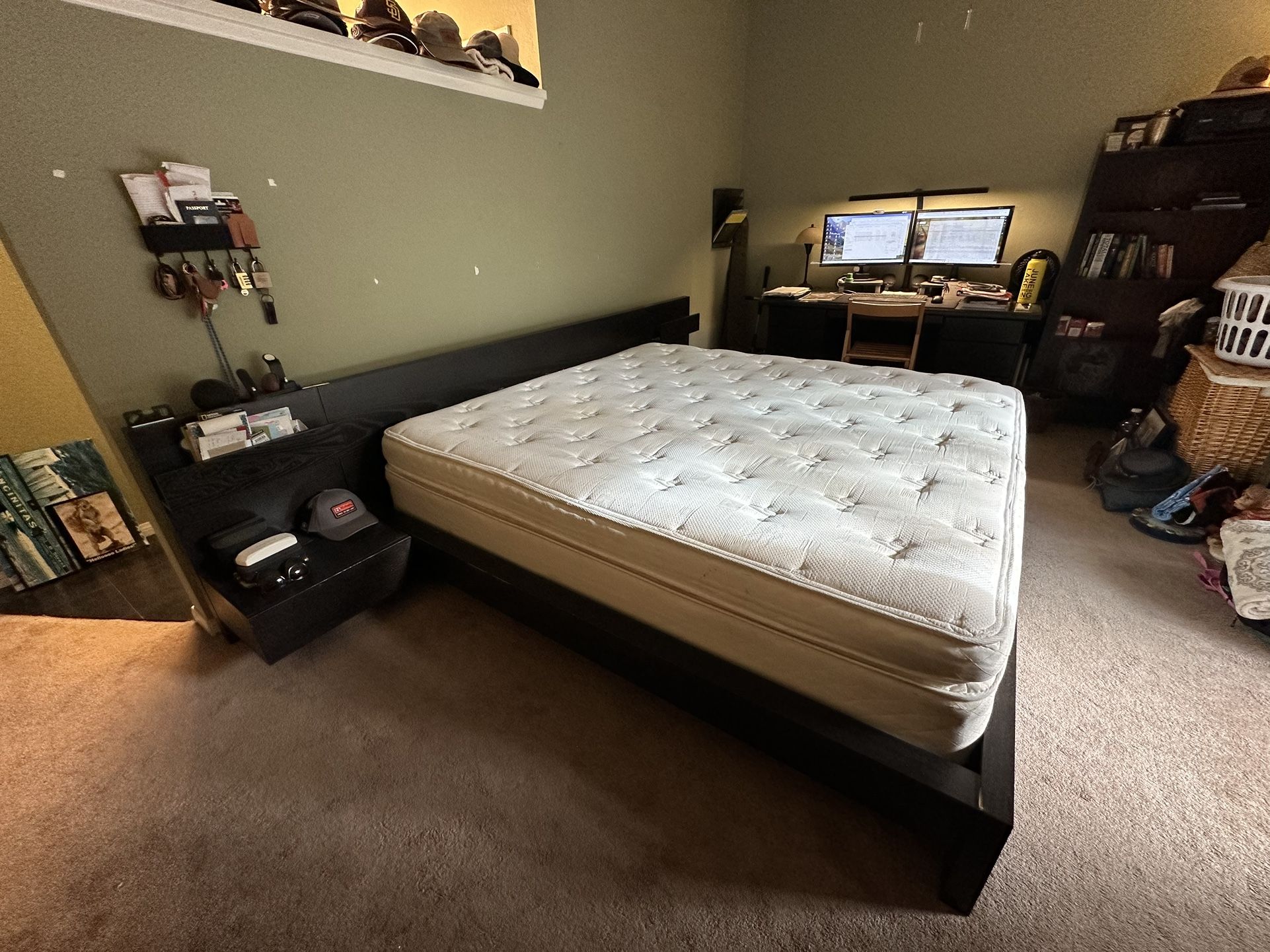IKEA Malm Bedframe And Spring Air Mattress (King) for Sale in Encinitas, CA OfferUp