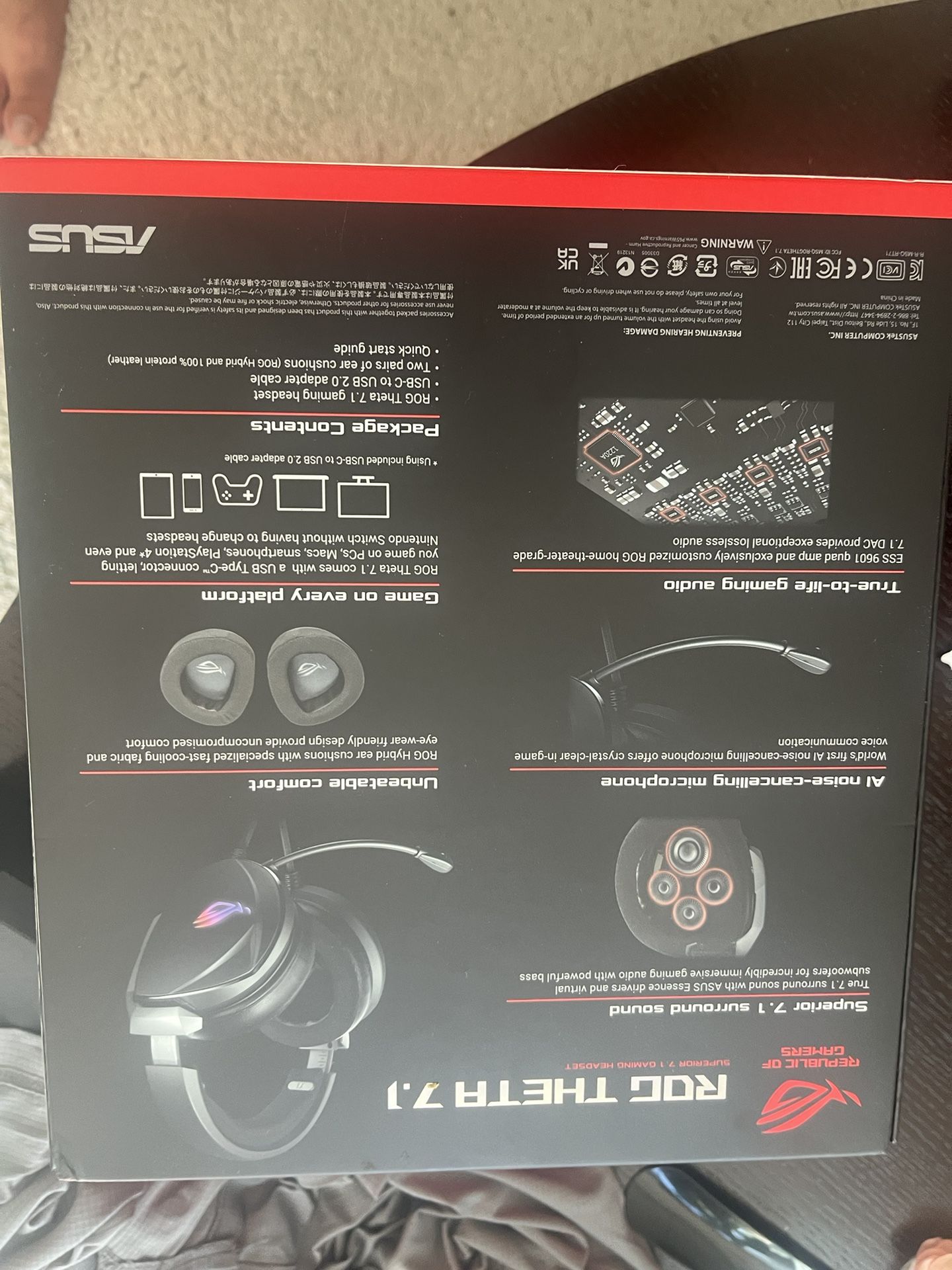 ASUS Gaming Headset ROG Theta 7.1 Ai Noise Cancelling Headphones with Mic Electronics & Media