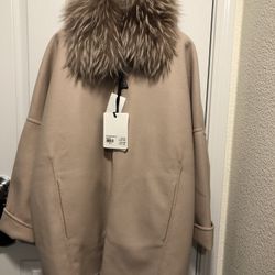 Grand New Moncler Buxus Wool & Cashmere Coat with Removable Genuine Fox Fur Trim Vest