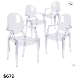 4 Clear Modern Dining Chairs - Ghost Chairs