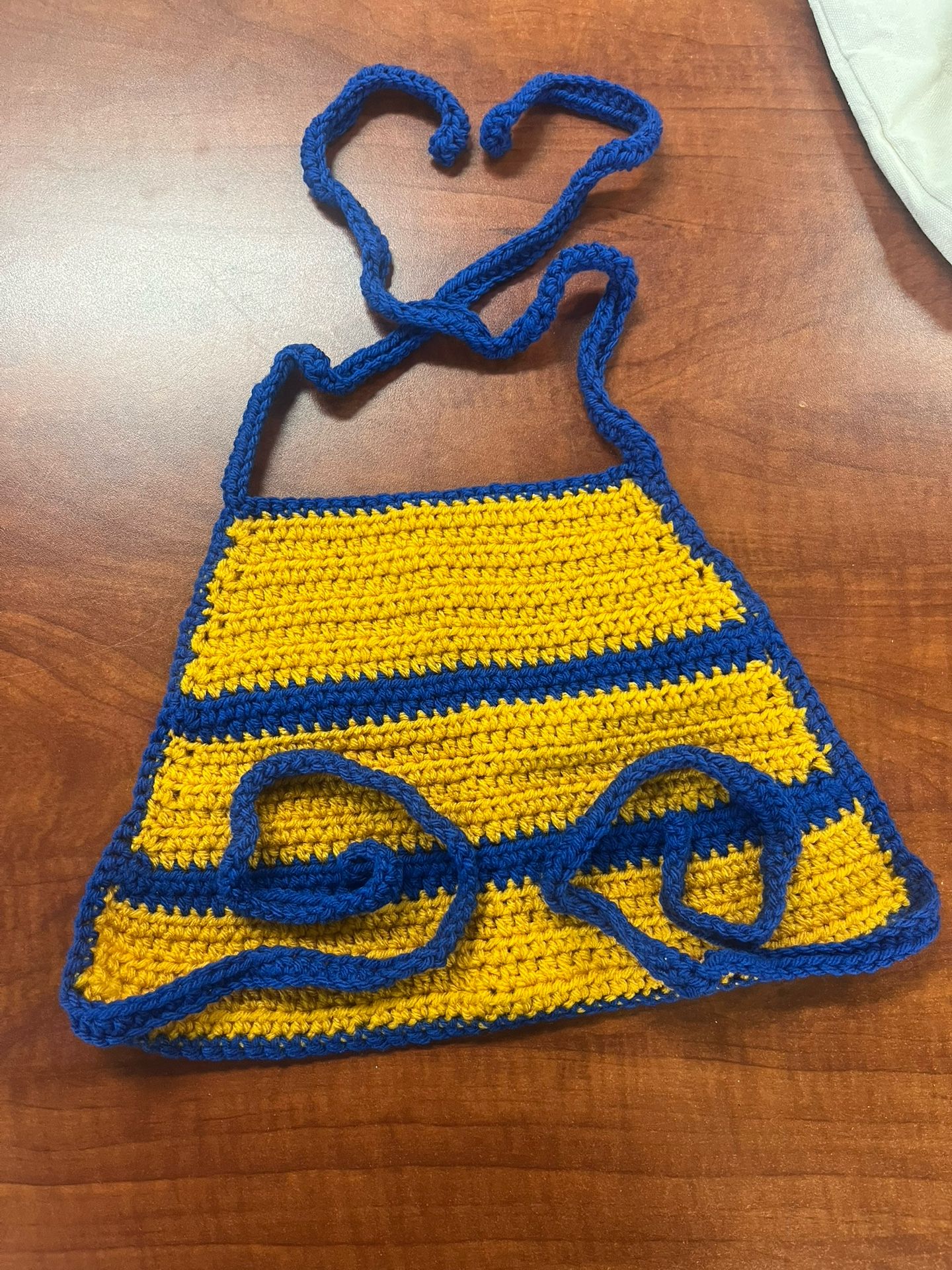 BLUE AND YELLOW HAND CROCHET WOMENS HALTER TOP💛💙