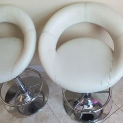 Bar Stools Adjustable Height Faux Leather 