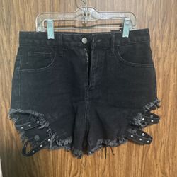 Black shorts with studded details