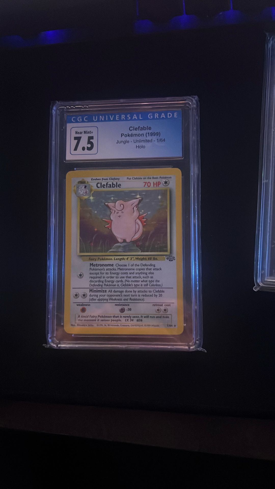 1999 Clefable Vintage 7.5 Grade Near Mint