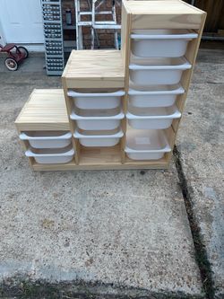 IKEA TROFAST Pine Storage Unit with Bins