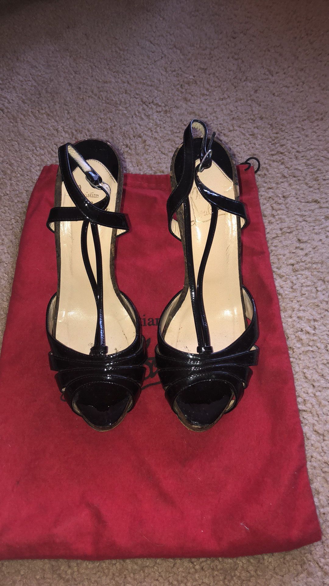 Christian Louboutin black patent leather heels