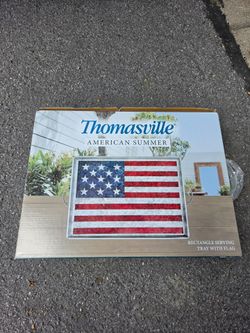thomasville rectangular serving tray with flag