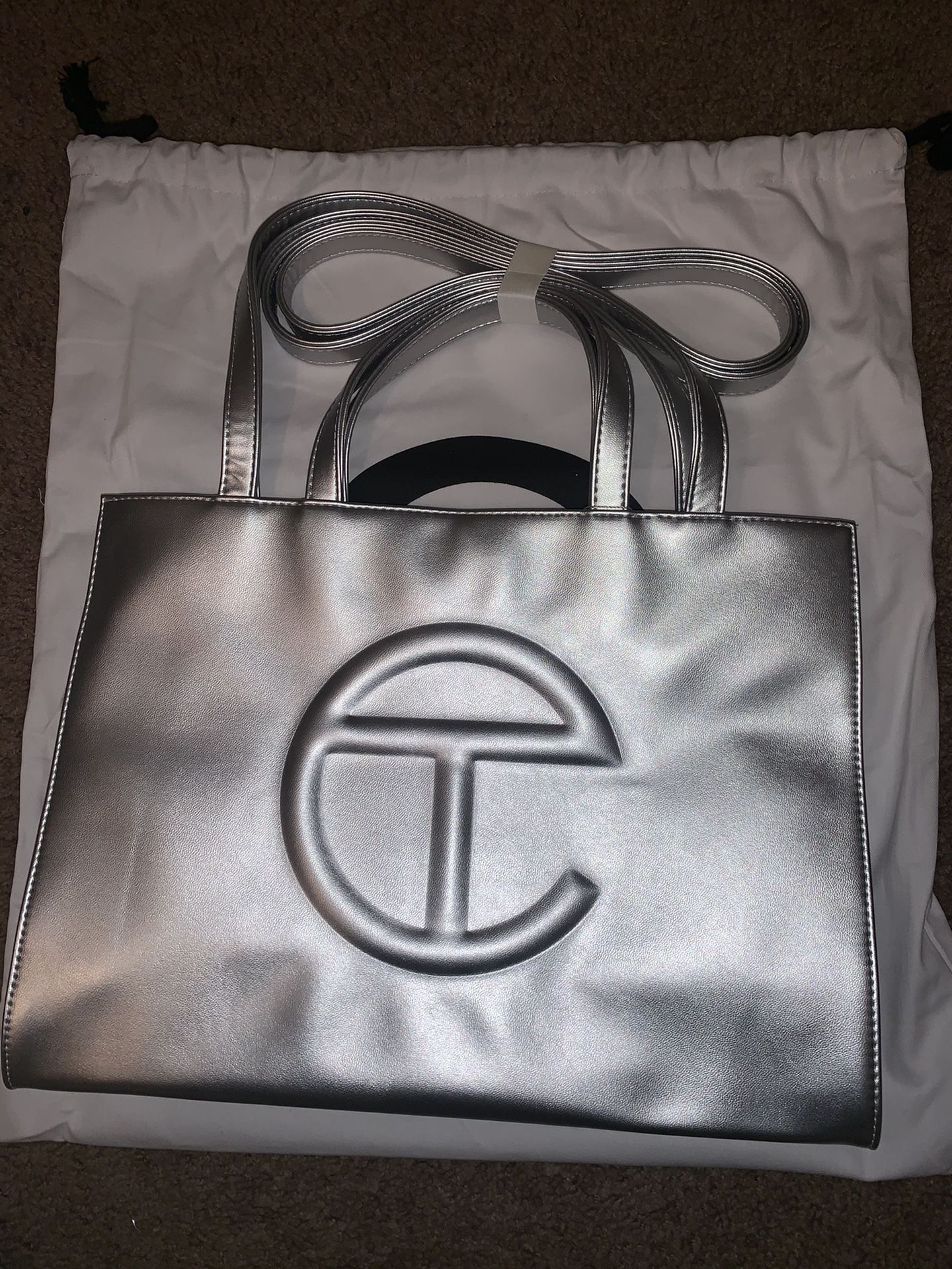 Telfar silver medium shopping bag