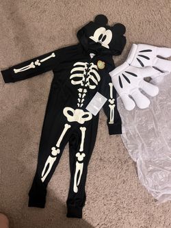 Halloween Costumes Mickey Mouse Glow-in-the-Dark Skeleton Costume for Kids  3+