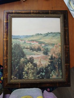Framed landscape painting