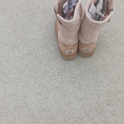 Uggs Shaina Suede And Knit  Boot, Size 8 Women 