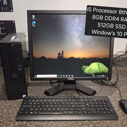 Dell Optiplex i5 8th Gen Desktop Computer With Monitor Keyboard And Mouse Included 