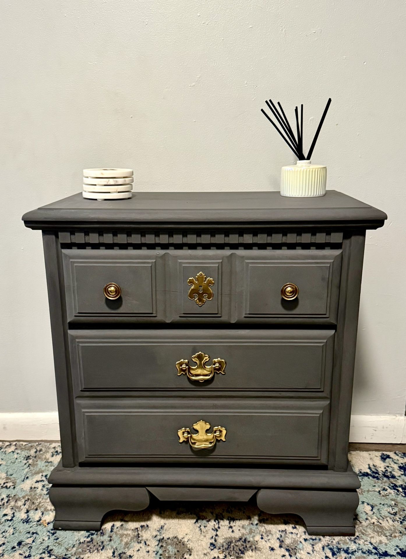 Charcoal Painted High Quality Refinished Night Stand/ End Table  