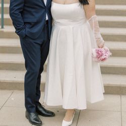 Jenny Yoo White Midi Dress