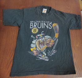 Vintage 1996 Boston Bruins Warner Bros Taz NHL Cartoon shirt L 14-16 kids