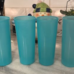 Vintage Tupperware Aqua Blue Tumblers