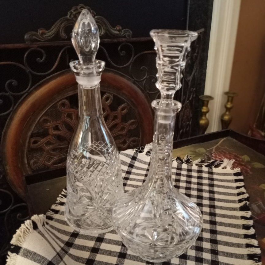 2 Crystal Wine Decanters $25/Both