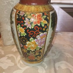 Antique Japan Flower Vase Porcelain Hand Painted