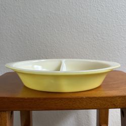 Vintage Glasbake Yellow Devid Dish Milk Glass Retro