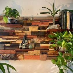 Original Wood Wall Art with Shelves 24”x48”