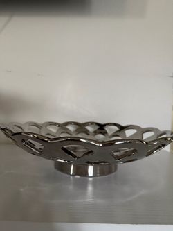 Silver Decorative Bowl with Lattice Design