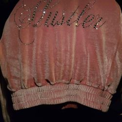 womens x-small pink velvet Hu$tlers zip up