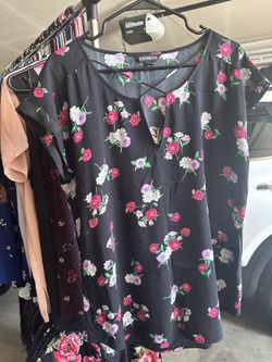 Express Black Floral Shirt