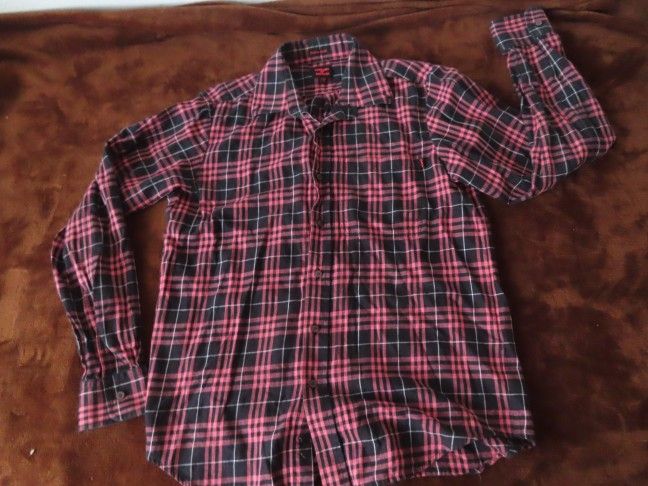 Warriors of Radness Mens Sz small S Button up Long Sleeve Plaid Shirt WOR