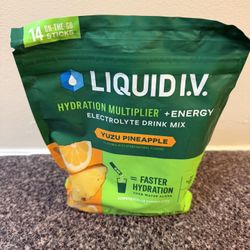 Liquid I.V.® Hydration Multiplier +Energy - Yuzu Pineapple | Electrolyte Powder Drink Mix | 1 Pack (14 Servings)