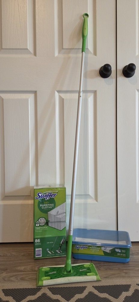 Swiffer Sweeper with New Dry Sweeping Cloths & 23 pcs Wet Mopping Cloths