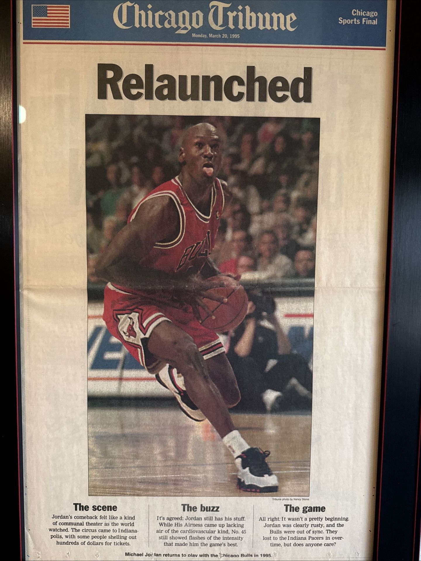 Jordan Return Game Chicago Tribune Framed!!!