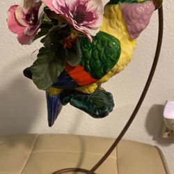 RARE VINTAGE JAPAN MARUHON painted Parrot Hanging Planter 
